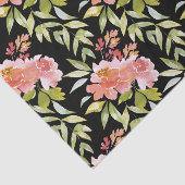 Waterverf Red Floral Black Tissuepapier (Detail)