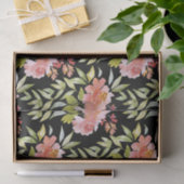 Waterverf Red Floral Black Tissuepapier (Geschenk)