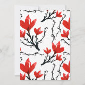 Waterverf Red Floral sla de datum op Save The Date (Achterkant)