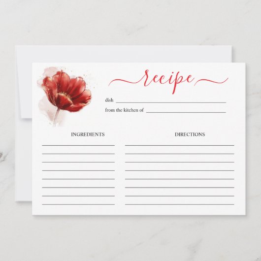Waterverf Red Floral Vrijgezellenfeest Recipcard Kaart (Voorkant)