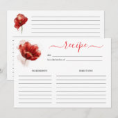 Waterverf Red Floral Vrijgezellenfeest Recipcard Kaart (Voorkant / Achterkant)