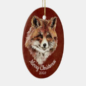 Waterverf Red Fox Animal op maat kerstmis Keramisch Ornament (Rechts)
