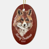 Waterverf Red Fox Animal op maat kerstmis Keramisch Ornament (Links)