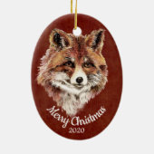 Waterverf Red Fox Animal op maat kerstmis Keramisch Ornament (Achterkant)