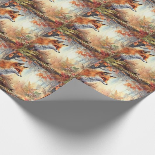 Waterverf Red Fox Herfst herfst kleur Natuur Cadeaupapier (Hoek)