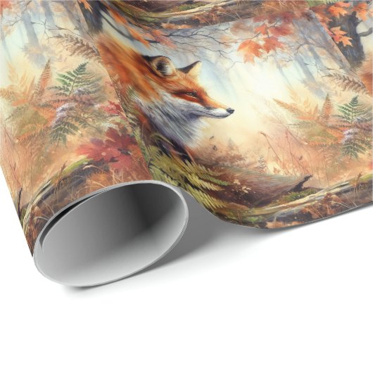 Waterverf Red Fox Herfst herfst kleur Natuur Cadeaupapier (Rol Hoek)