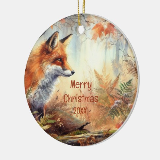 Waterverf Red Fox Herfst herfst kleur Natuur Keramisch Ornament (Links)
