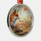 Waterverf Red Fox Herfst herfst kleur Natuur Metalen Ornament (Rechts)