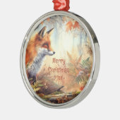 Waterverf Red Fox Herfst herfst kleur Natuur Metalen Ornament (Links)