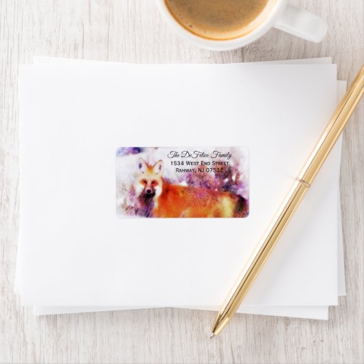 Waterverf Red Fox Resting Etiket (Insitu)