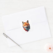 Waterverf Red Fox Splatter Portrait Ink Splash Vierkante Sticker (Envelop)