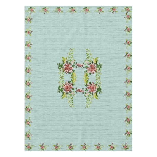 Waterverf Red Gerbera Daisy w / Greenery 52 "x 70" Tafelkleed (Voorkant)