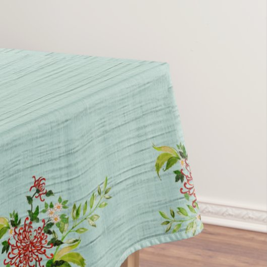 Waterverf Red Gerbera Daisy w / Greenery 60" x 104 Tafelkleed (Voorbeeld)