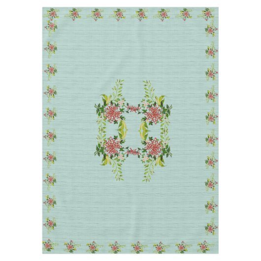 Waterverf Red Gerbera Daisy w / Greenery 60" x 84" Tafelkleed (Voorkant)