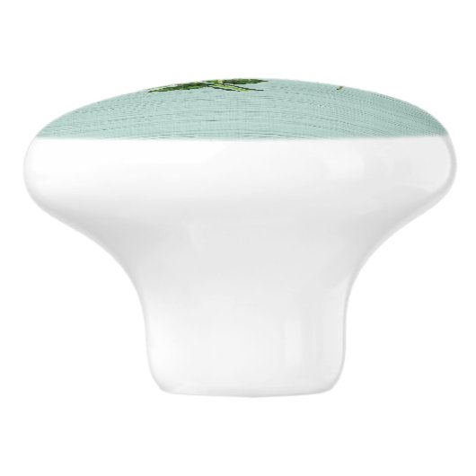 Waterverf Red Gerbera Daisy w / Greenery Keramische Knop (Zijkant)