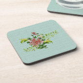 Waterverf Red Gerbera Daisy w / Greenery Plastic Bier Onderzetter (Linkerzijde)