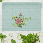 Waterverf Red Gerbera Daisy w / Greenery Theedoek (Gevouwen)