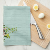 Waterverf Red Gerbera Daisy w / Greenery Theedoek (Quarter Fold)