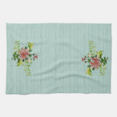 Waterverf Red Gerbera Daisy w / Greenery Theedoek (Horizontaal)