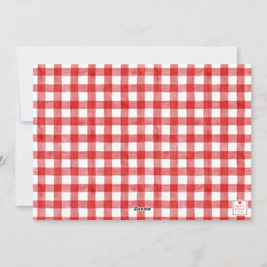 Waterverf Red Gingham Foto Kerstmis Feestdagenkaart (Achterkant)