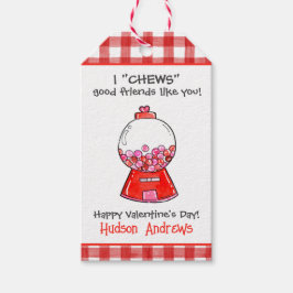 Waterverf Red Gingham Gumballs Valentijns Cadeaulabel