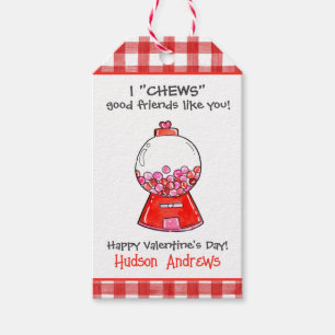 Waterverf Red Gingham Gumballs Valentijns Cadeaulabel
