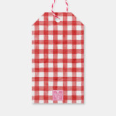 Waterverf Red Gingham Gumballs Valentijns Cadeaulabel (Achterkant)