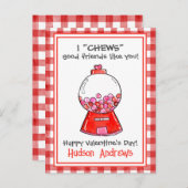 Waterverf Red Gingham Gumballs Valentijns Kaarten (Voorkant / Achterkant)