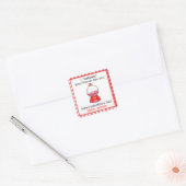 Waterverf Red Gingham Gumballs Valentijns Vierkante Sticker (Envelop)