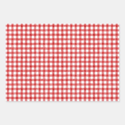 Waterverf Red Gingham Inpakpapier Vel (Voorkant)