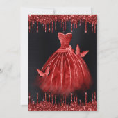 Waterverf Red Glitter Dress Quinceanera Kaart (Achterkant)