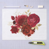 Waterverf Red Gold Floral Bouquet Tissuepapier (Craft)