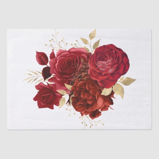 Waterverf Red Gold Floral Bouquet Tissuepapier (Voorkant)