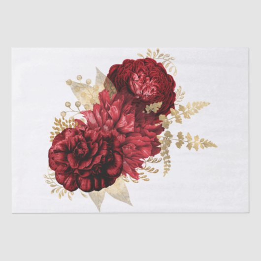 Waterverf Red Gold Floral Bouquet Tissuepapier (Voorkant)