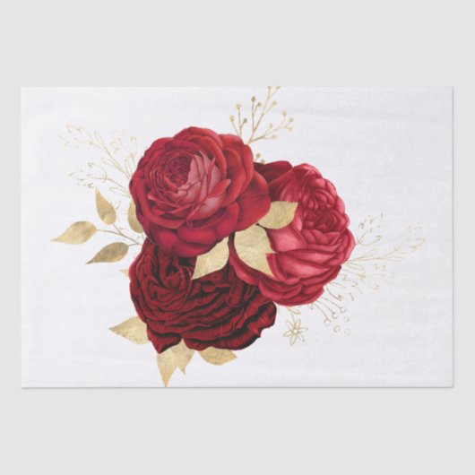 Waterverf Red Gold Floral Bouquet Tissuepapier (Voorkant)
