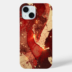 Waterverf Red Gold Glitter iPhone/iPad draagtas iPhone 15 Case