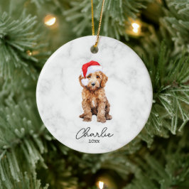 Waterverf Red Goldendoodle Farmhouse Kerstmis Keramisch Ornament