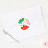 Waterverf Red Green Custom Text Abstract Holiday Ronde Sticker (Envelop)