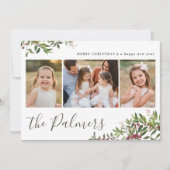 Waterverf Red Green-kerstfilialen Collage Feestdagenkaart (Voorkant)