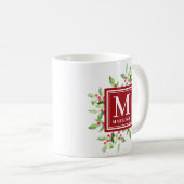 Waterverf Red Green Monogram kerstmis Mok (Voorkant rechts)