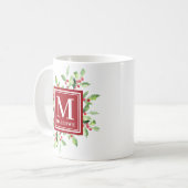 Waterverf Red Green Monogram kerstmis Mok (Voorkant links)