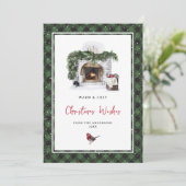 Waterverf Red Green Pset-kerstkaarten Feestdagenkaart (Staand voorkant)