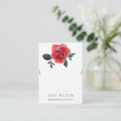 WATERVERF RED GREEN ROOS FLORAL ENECKLACE DISPLAY VISITEKAARTJE (Staand voorkant)