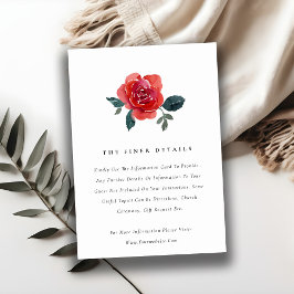 WATERVERF RED GREEN ROOS FLORAL WEDING DETAIL INFORMATIEKAARTJE