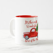 Waterverf Red Green Truck Tweekleurige Koffiemok (Voorkant links)