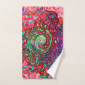 Waterverf Red Groovy Abstract Retro vloeistof Bad Handdoek (Handdoek)