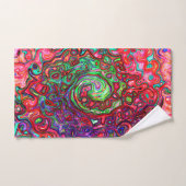 Waterverf Red Groovy Abstract Retro vloeistof Bad Handdoek (Handdoek)