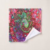 Waterverf Red Groovy Abstract Retro vloeistof Bad Handdoek (Wasdoekje)