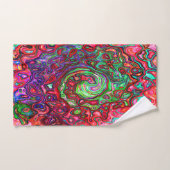 Waterverf Red Groovy Abstract Retro vloeistof Bad Handdoek (Handdoek)