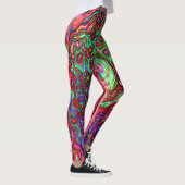 Waterverf Red Groovy Abstract Retro vloeistof Leggings (Rechts)